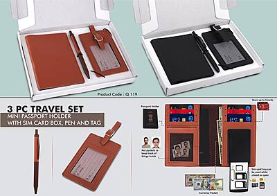 3 pc Travel set: Mini Passport holder
