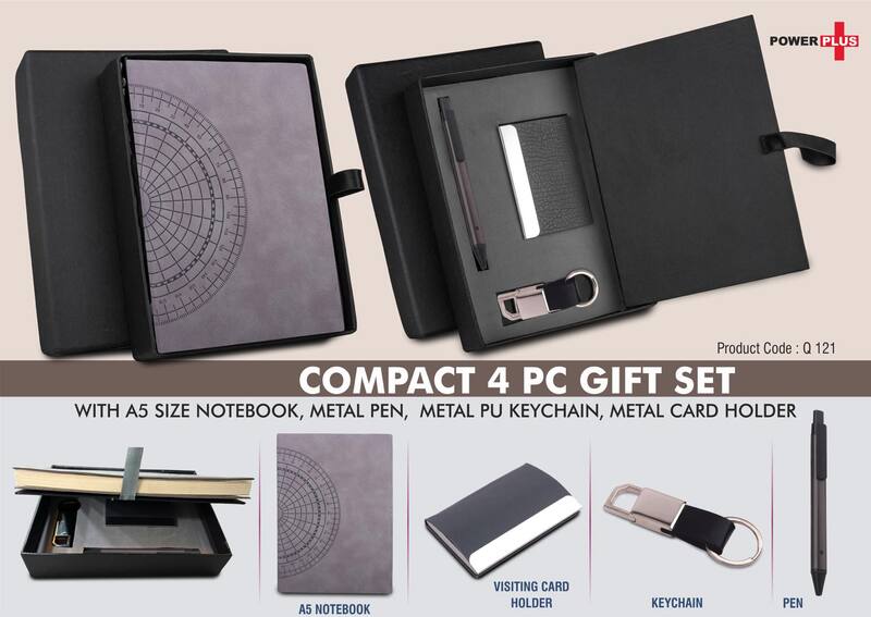Compact 4 pc Gray gift set: A5 size Notebook Compact 4 pc Gray gift set: A5 size Notebook