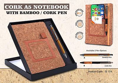 Notebook Gift set Eco: Cork A5 Notebook With Bamboo