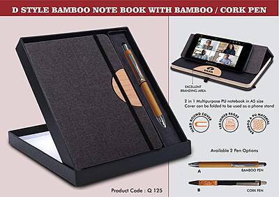 Notebook Gift set Eco: D Style Bamboo Note Book With Bamboo