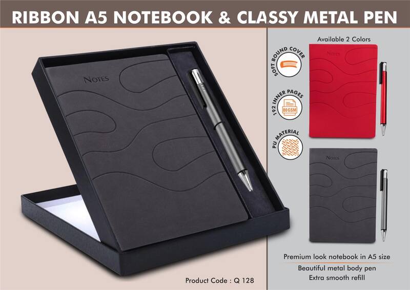Ribbon Notebook Gift set: A5 Ribbon Notebook With Classy Metal Pen Ribbon Notebook Gift set: A5 Ribbon Notebook With Classy Metal Pen