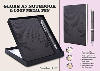 Globe Notebook Gift set: A5 Globe Notebook With Pen