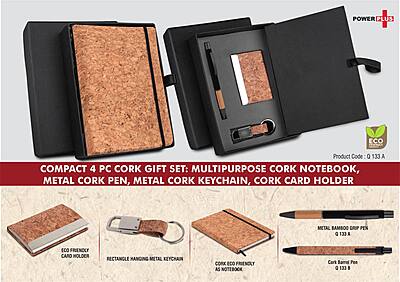 Compact 4 pc Cork gift set: Cork Notebook