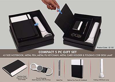 Compact 5 Pc Gift Set: A5 Size Notebook, Metal Pen