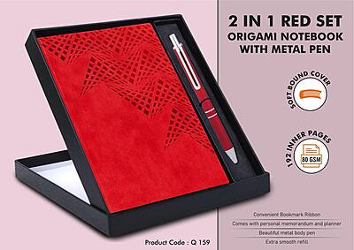 2 in 1 Red Set: Origami notebook with Metal Pen