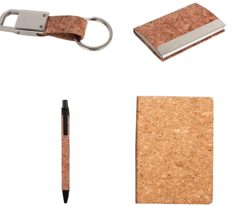 Cork 4 pc set: Cork notebook with card holder Cork 4 pc set: Cork notebook with card holder