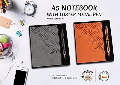 2 in 1 Set: A5 notebook with Luster Metal Pen in Gift Box