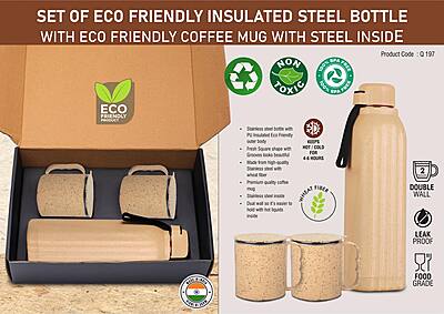 3 pc Eco Gift Set : Insulated Square Eco Steel bottle