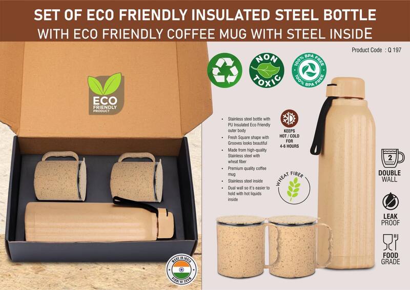 3 pc Eco Gift Set : Insulated Square Eco Steel bottle 3 pc Eco Gift Set : Insulated Square Eco Steel bottle