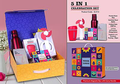 Celebration Set of 5: USB Table Fan, Cashew Gift Pack