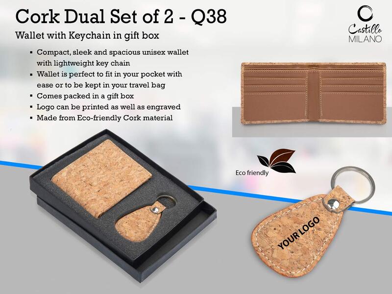 Cork Dual Set: Wallet with Keychain in gift box Cork Dual Set: Wallet with Keychain in gift box