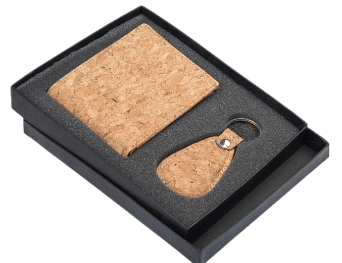Cork Dual Set: Wallet with Keychain in gift box Cork Dual Set: Wallet with Keychain in gift box