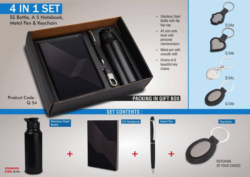 4 in 1 set: Stainless Steel bottle, metal pen, Metal keychain, A5 notebook 4 in 1 set: Stainless Steel bottle, metal pen, Metal keychain, A5 notebook