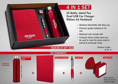 4 in 1 set: Steel bottle, Metal pen,