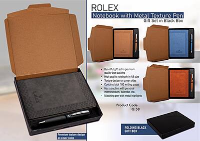 Rolex Notebook with Metal Texture pen