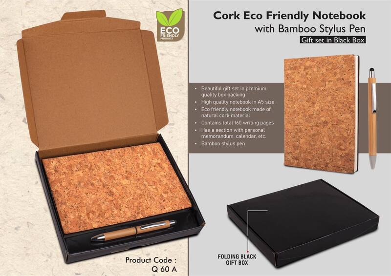 Cork Notebook with Bamboo Stylus pen