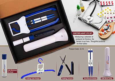 Doctor Lamp set: Folding Coat hanger, Lint remover, Folding scissors, Pen/Pencil