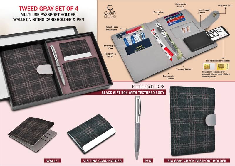 Tweed Gray Set of 4: Multi use Passport holder, Tweed Gray Set of 4: Multi use Passport holder,