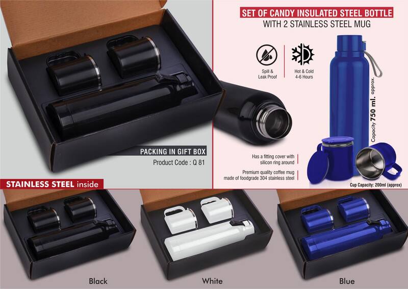 Set of Candy Insulated Steel Bottle with 2 Stainless Steel cups in Gift box Set of Candy Insulated Steel Bottle with 2 Stainless Steel cups in Gift box