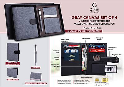 Canvas Gray Set of 4: Multi use Passport holder,