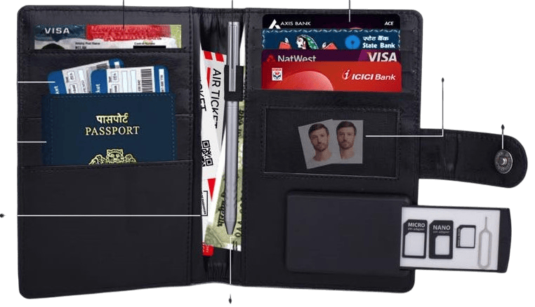 Canvas Gray Set of 4: Multi use Passport holder, Canvas Gray Set of 4: Multi use Passport holder,