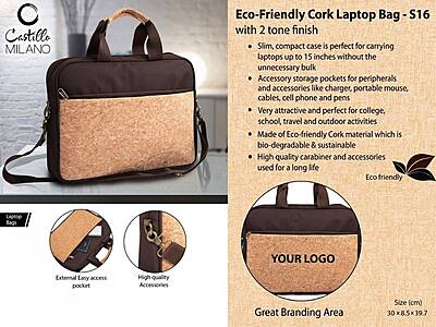 Eco-Friendly Cork Laptop Bag with 2 tone finish