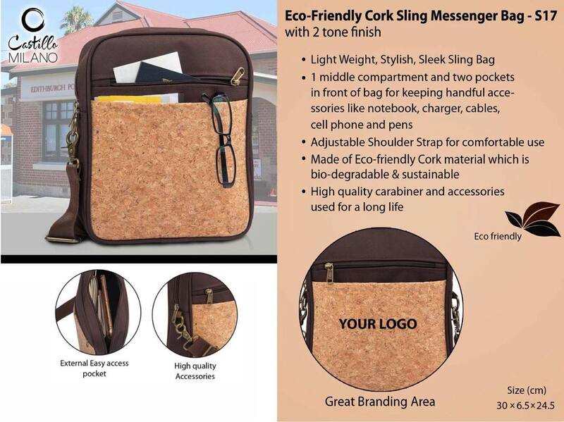 Eco-Friendly Cork Sling Messenger Bag with 2 tone finish Eco-Friendly Cork Sling Messenger Bag with 2 tone finish