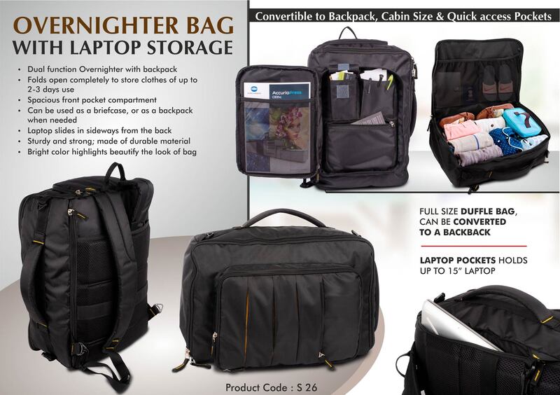 Overnighter bag with Laptop storage Overnighter bag with Laptop storage