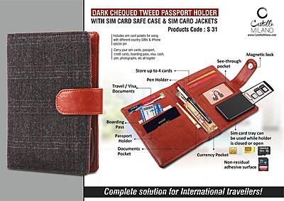 Dark Chequed Tweed Passport holder