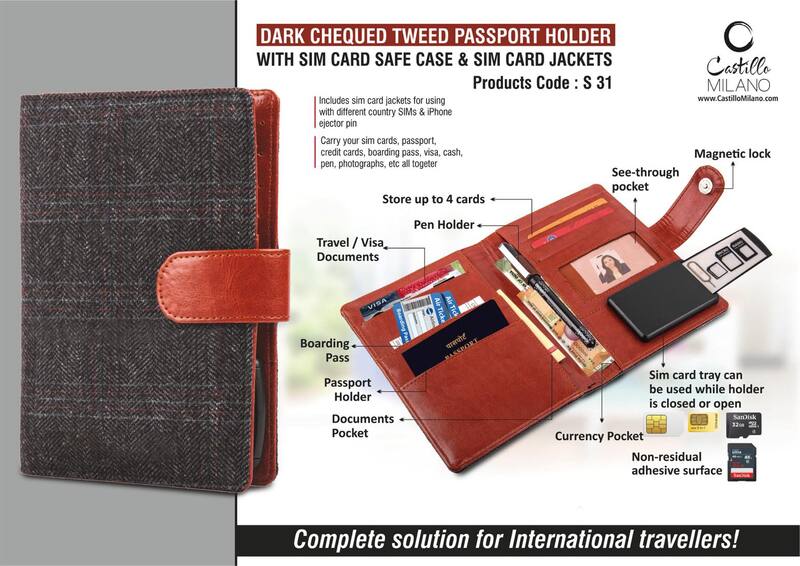 Dark Chequed Tweed Passport holder Dark Chequed Tweed Passport holder