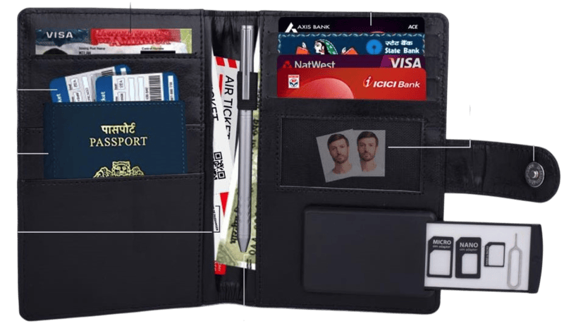Gray Canvas Passport holder with Sim Card Safe Case Gray Canvas Passport holder with Sim Card Safe Case