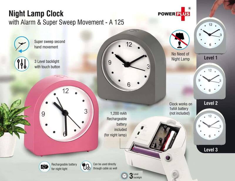 Night Lamp Clock With Alarm And Super Sweep Movement
