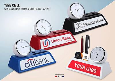 Table Clock With Double Pen Holder And Card Holder Table Clock With Double Pen Holder And Card Holder