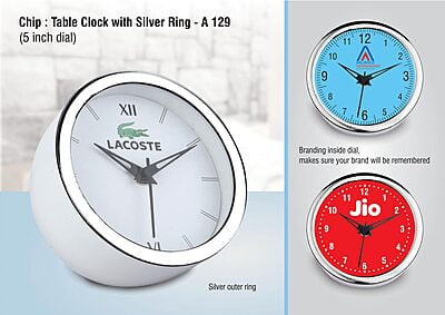 Chip: Table Clock With Silver Ring Chip: Table Clock With Silver Ring