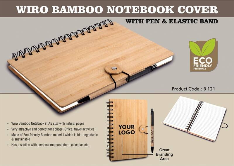 Wiro Bamboo Notebook Cover With Elastic Band