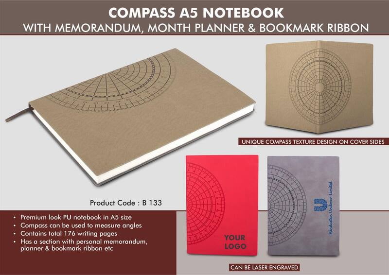 Compass A5 Notebook With Memorandum, Month Planner & Bookmark Ribbon | 176 Writing Pages Compass A5 Notebook With Memorandum, Month Planner & Bookmark Ribbon | 176 Writing Pages