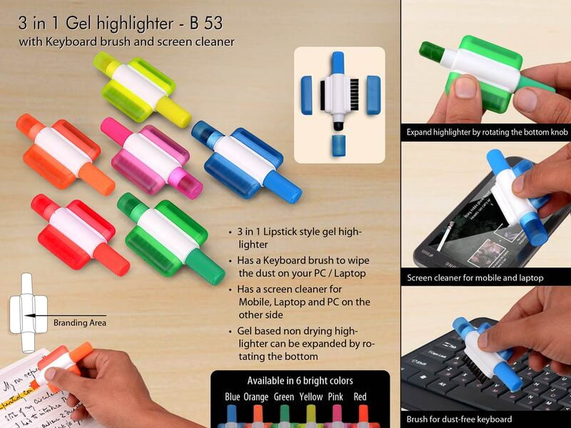 Gel Highlighter With Keyboard Brush And Screen Cleaner