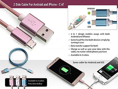 2 Side Cable For Android And Iphone