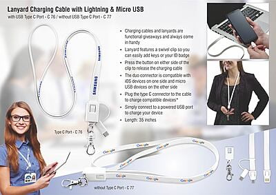 Lanyard Charging Cable With Lightning And Micro Usb Port