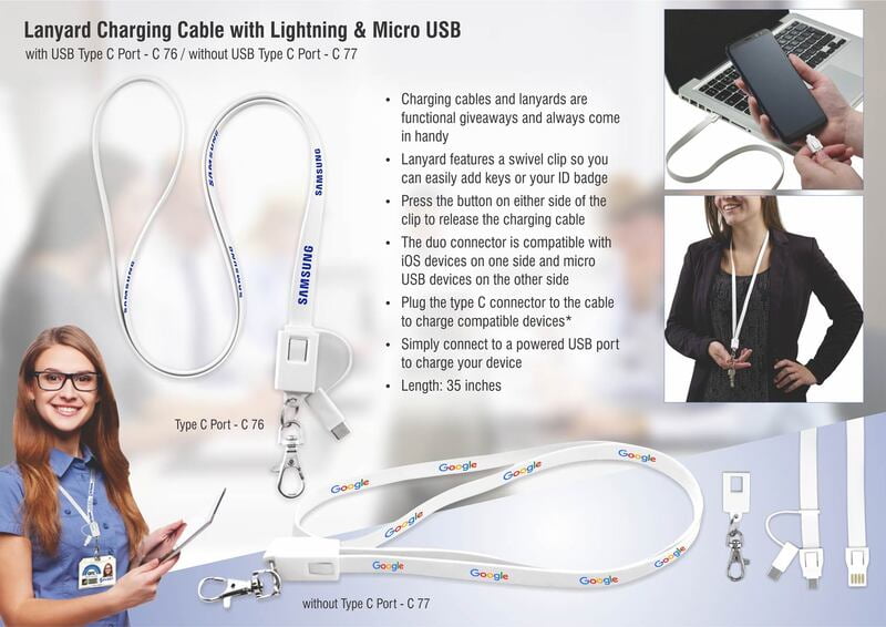 Lanyard Charging Cable With Lightning And Micro Usb Port Lanyard Charging Cable With Lightning And Micro Usb Port