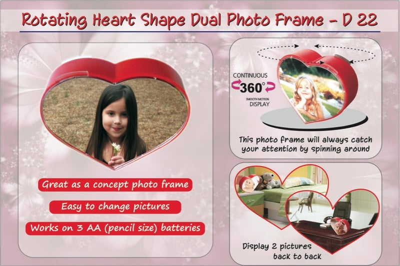 Rotating Heart Shape Dual Photo Frame Rotating Heart Shape Dual Photo Frame