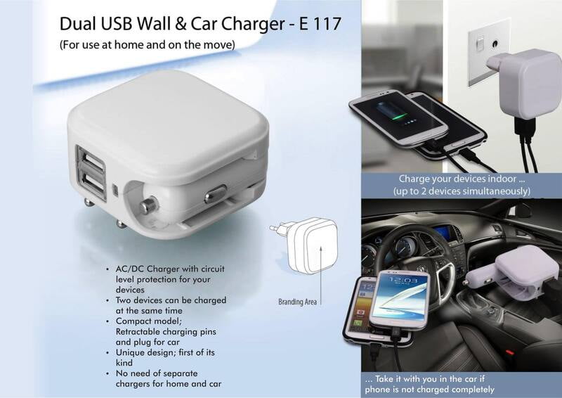 Wall And Car Charger- Dual Usb Wall And Car Charger- Dual Usb
