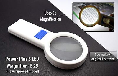 Power Plus 5 Led Magnifier (New Model) (Works On 2xAA Batteries Only)
