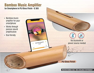 Bamboo Music Amplifier For Smartphones In Pu Gloss Finish | Universal Design