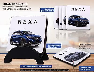Brando Square: Set Of 4 Square Wooden Coasters With Stand In High Gloss Finish | Moq 100 Pcs Brando Square: Set Of 4 Square Wooden Coasters With Stand In High Gloss Finish | Moq 100 Pcs