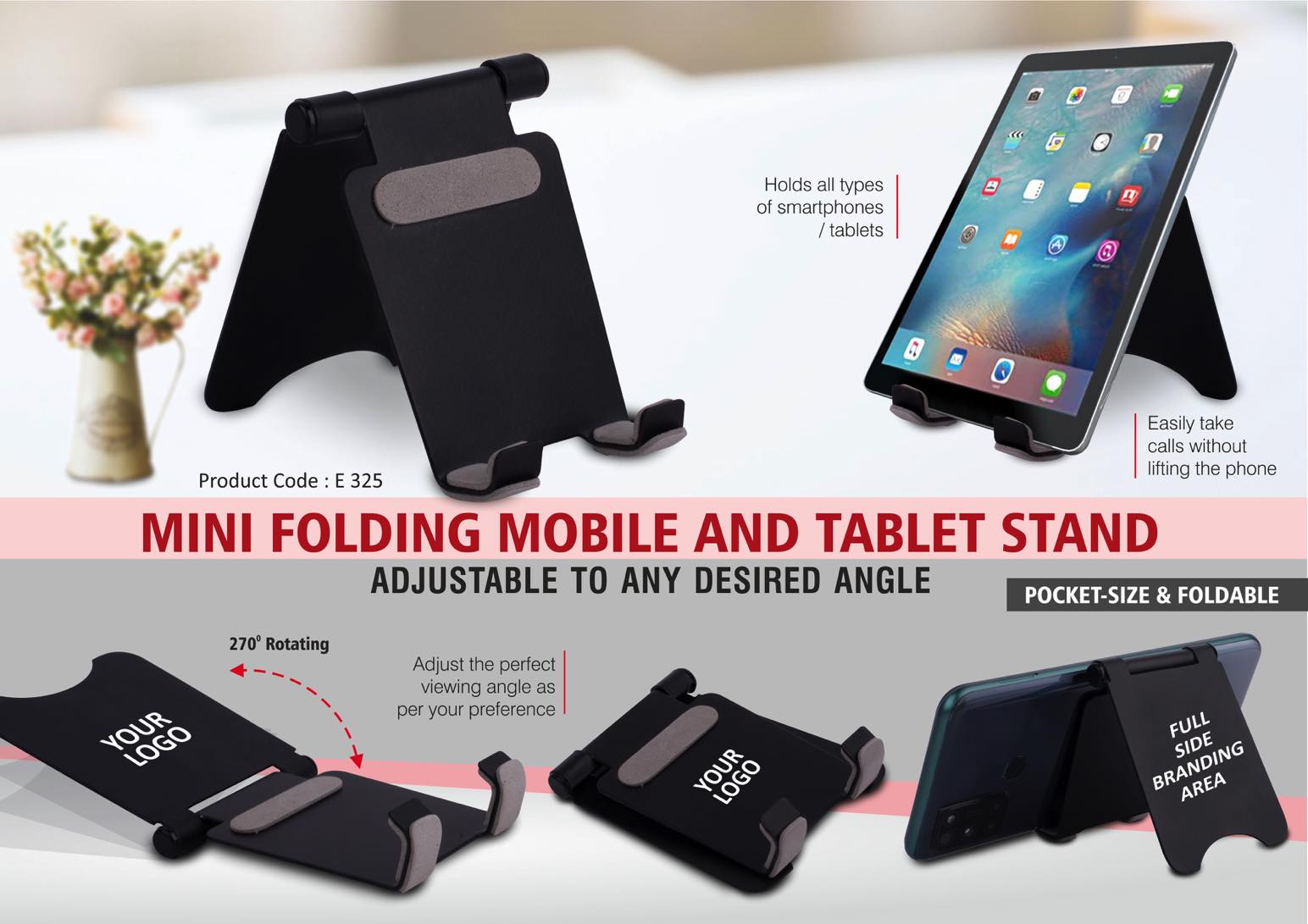 Mini Folding Mobile And Tablet Stand | Adjustable To Any Desired Angle