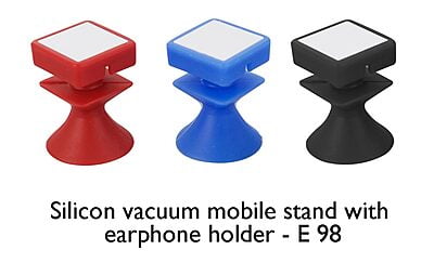 Silicon Vacuum Mobile Stand With Earphone Holder
